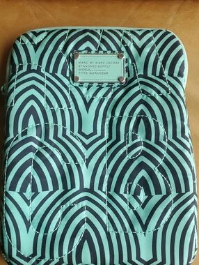 Marc by Marc Jacobs Teal and Black Geometric Quilted Tablet Pouch Bag